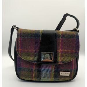 Mucros | Plaid Tweed Small Crossbody Purse | Green & Purple